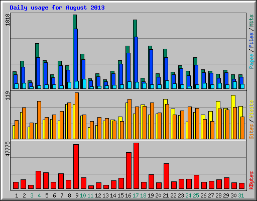 Daily usage for August 2013