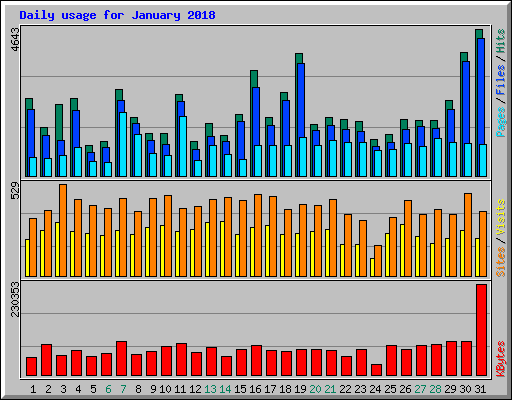 Daily usage for January 2018