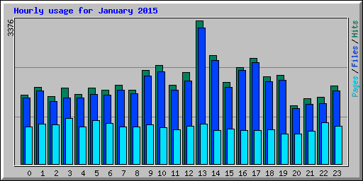 Hourly usage for January 2015