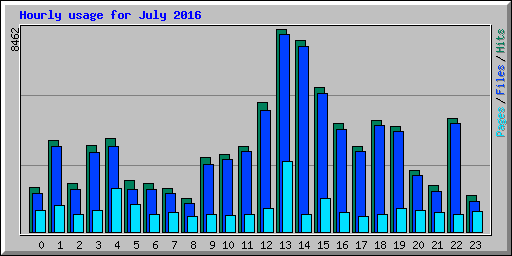 Hourly usage for July 2016