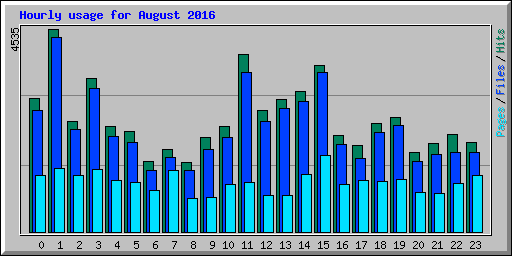 Hourly usage for August 2016